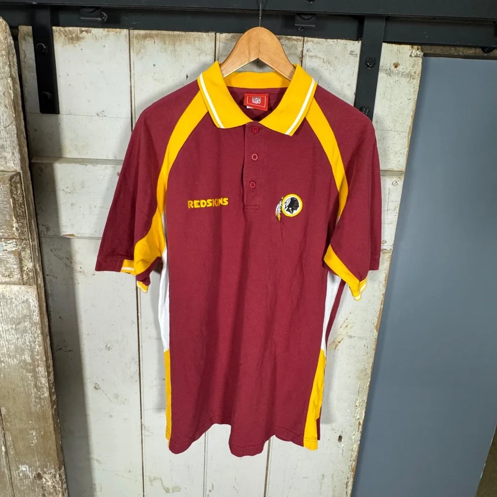 Vintage NFL Washington Redskins Polo Shirt Mens Medium Burgundy Gold Imagewear